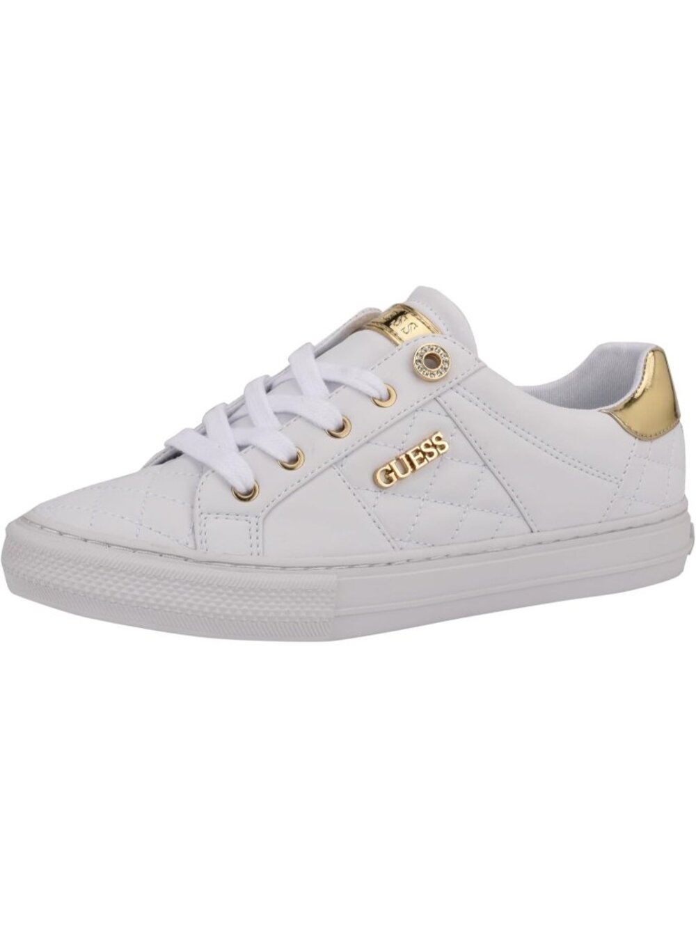 Women's White Faux Leather Closed Toe Low Top Lace Up Fashion Sneakers